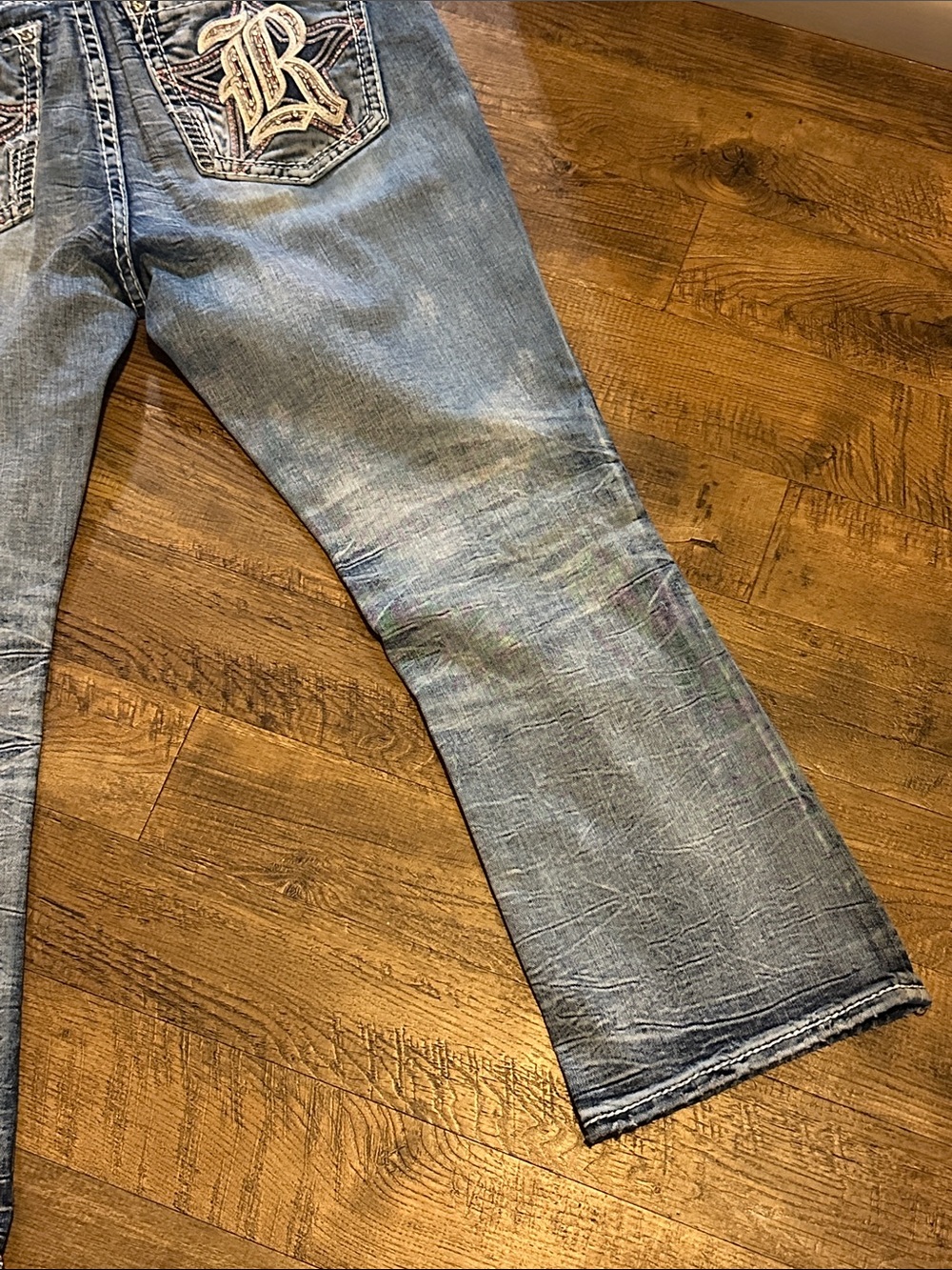 Rock Revival Light Wash Boot Cut Jeans with Embroidered Pocket - Picture 8 of 9